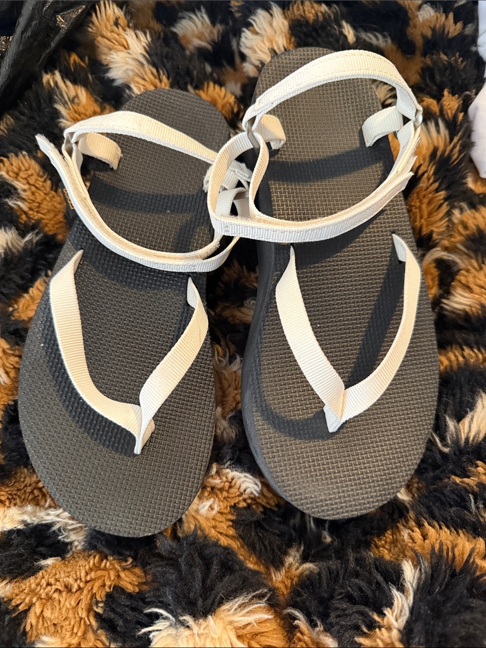 Teva Women's White Strap Sandals with Gray Footbed